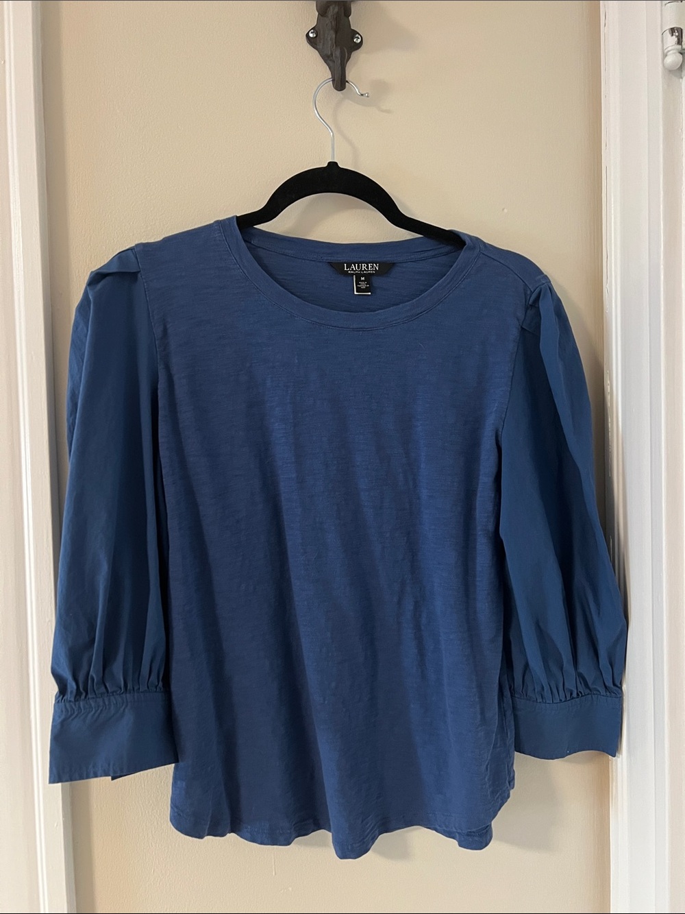 Lauren Ralph Lauren Blue Puff Sleeve Tee